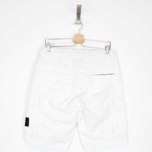 Stone Island White Bermuda Cotton Cargo Shorts