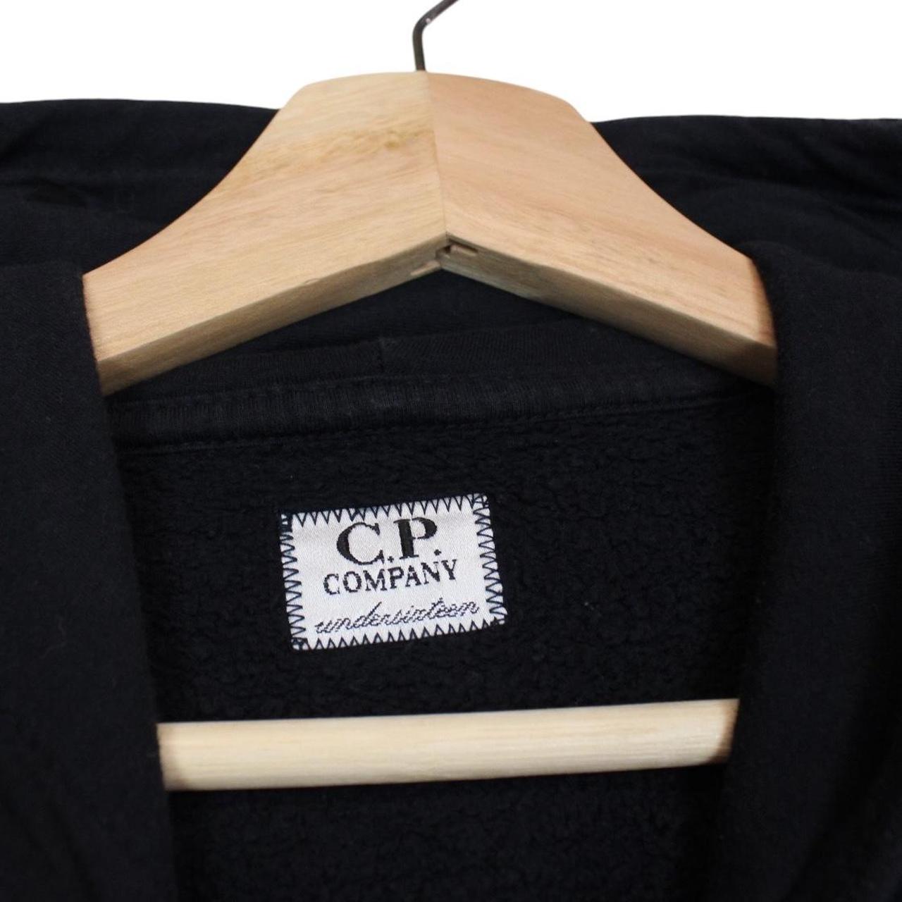 CP Company Black Cotton Logo Print Full Zip Hoodie Jumper