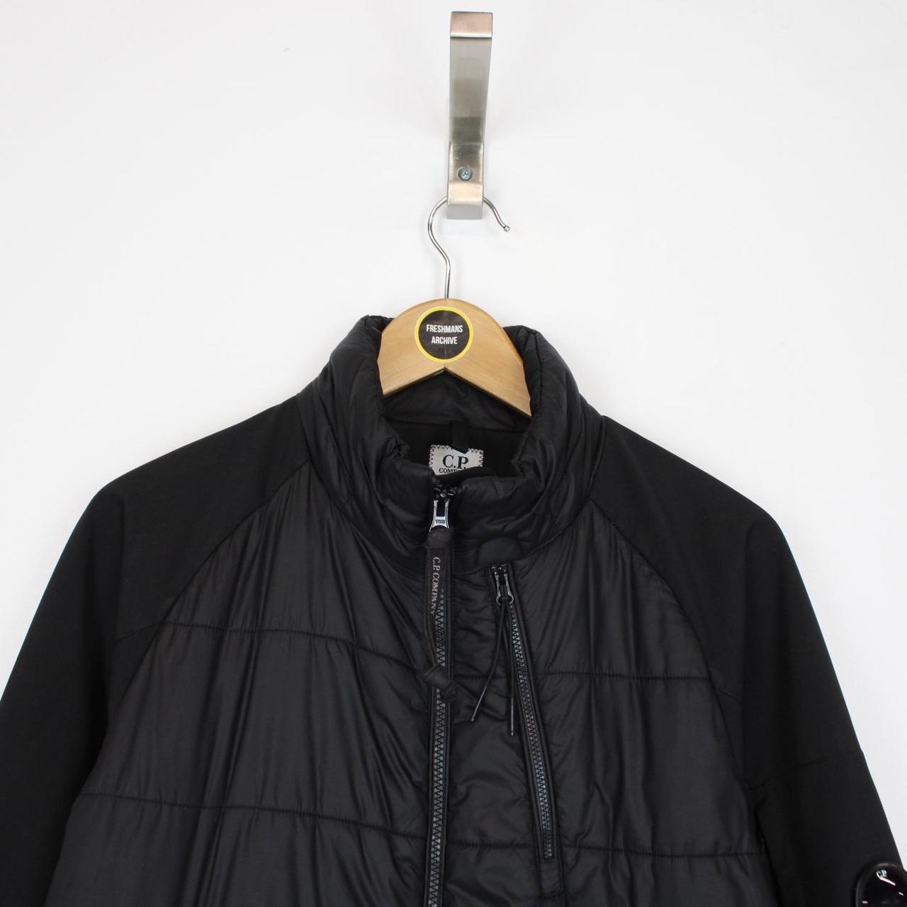 CP Company Black Quilted Hybrid Soft Shell Full Zip Lens Jacket
