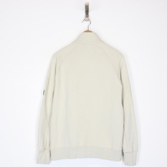 CP Company Beige 1/4 Zip Lens Sweatshirt Jumper