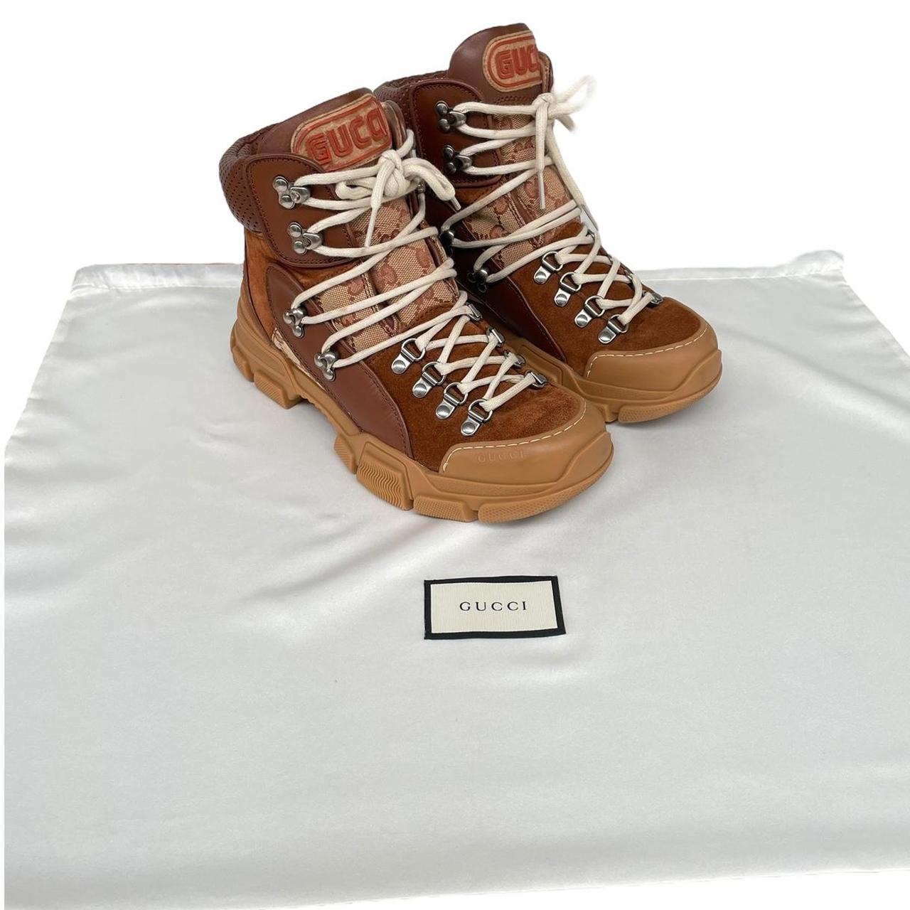 Gucci Brown and Tan GG Monogram Flashtrek Hiking Boots