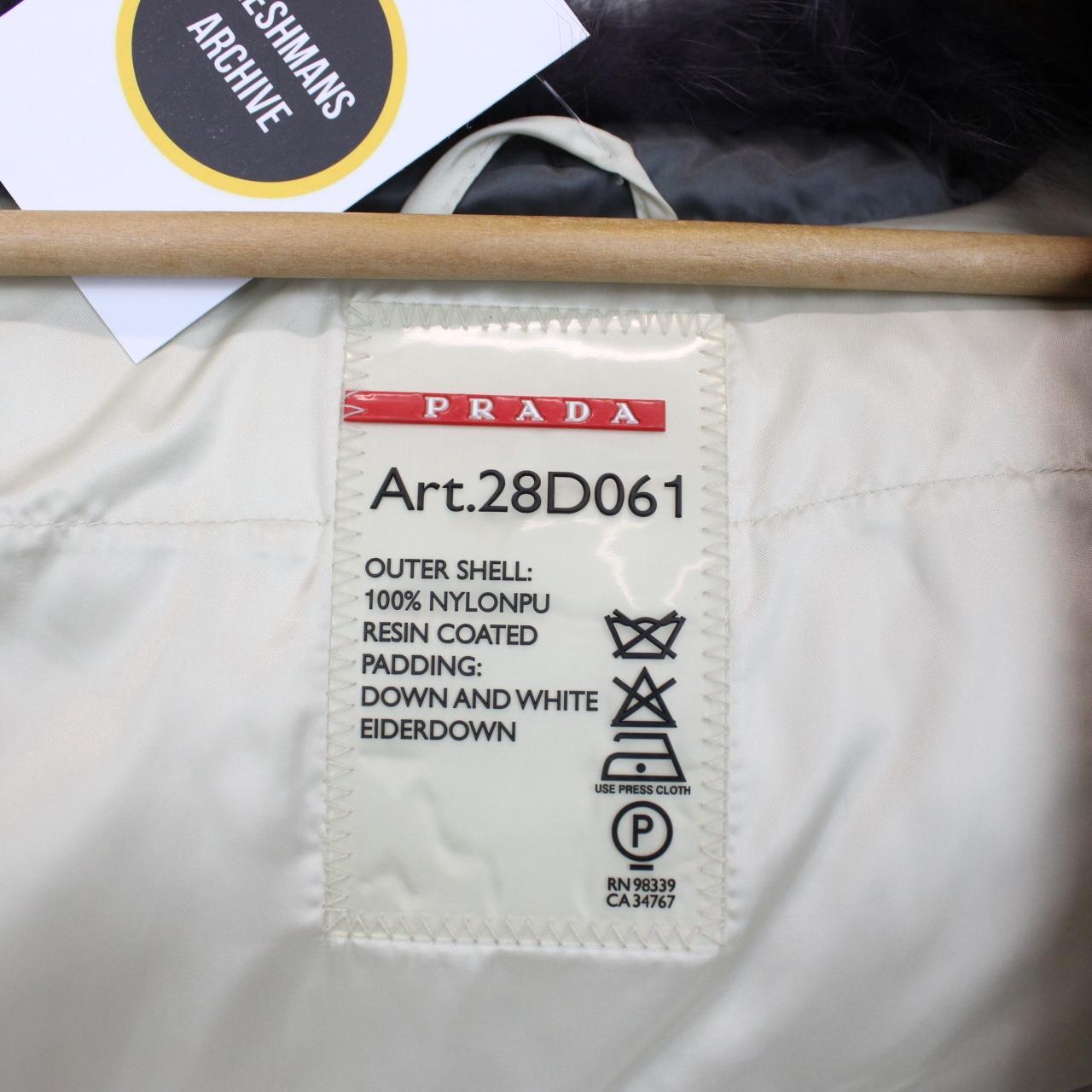 Prada Silver Resin Coated Nylon Fox Fur Collar Down Jacket