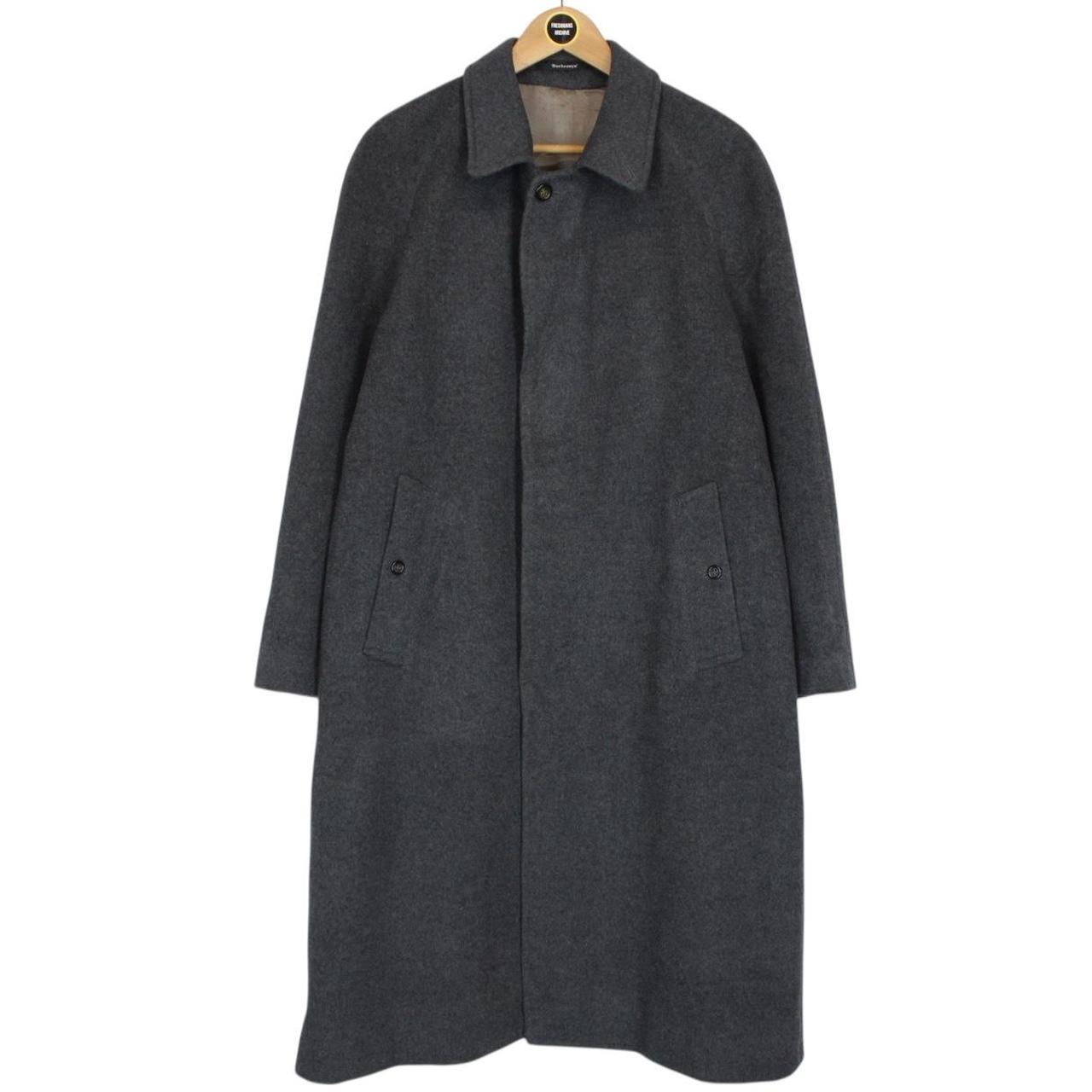 Vintage 90s Burberry Grey Virgin Wool Overcoat