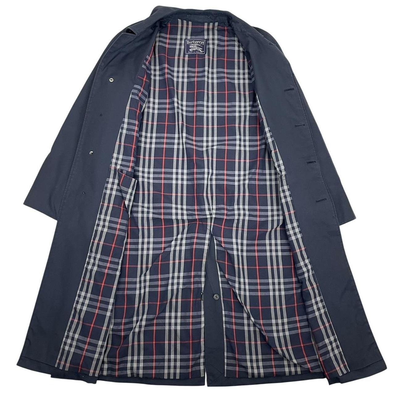 Vintage 90s Burberry Navy Blue Single Breasted Trench Coat