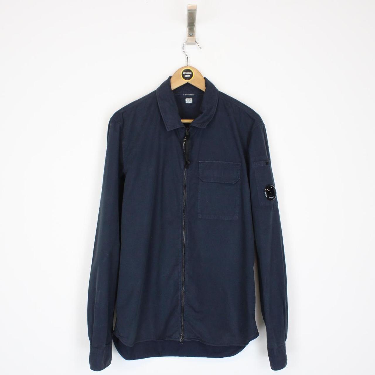 CP Company Navy Blue Full Zip Cotton Lens Overshirt