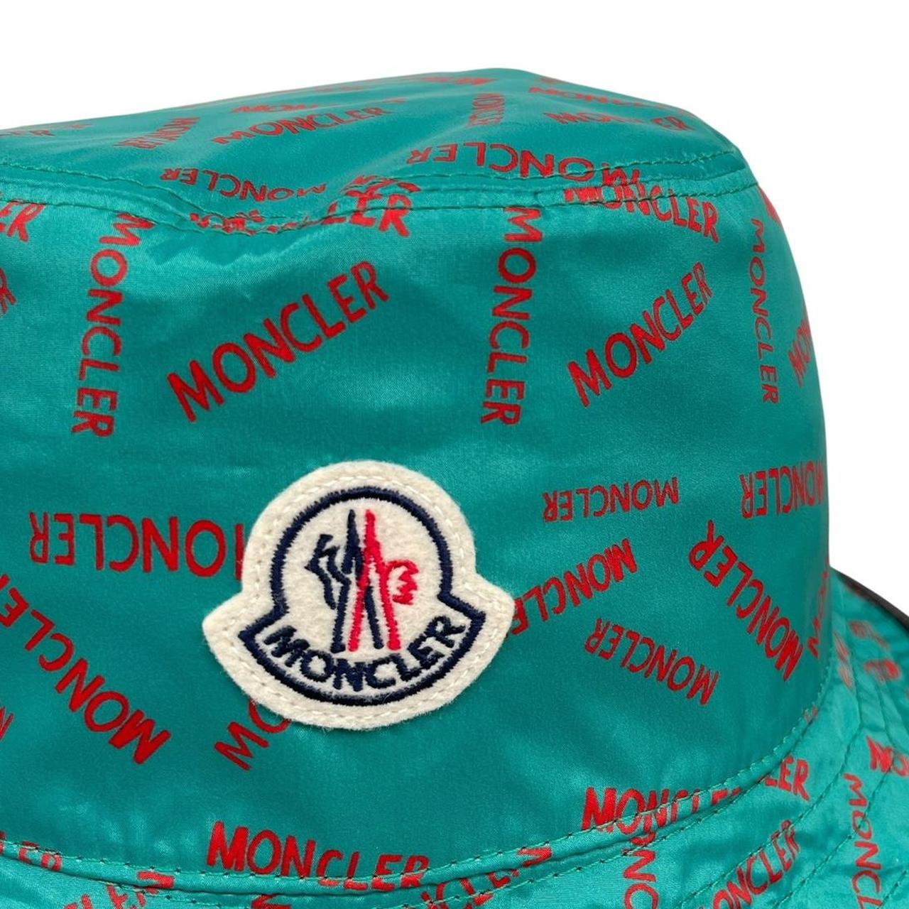 Moncler Green and Red Logo Print Bucket Hat