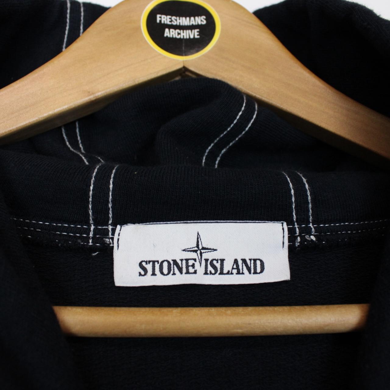 Stone Island SS 2021 Navy Blue Logo Embroidered Cotton Hoodie Jumper
