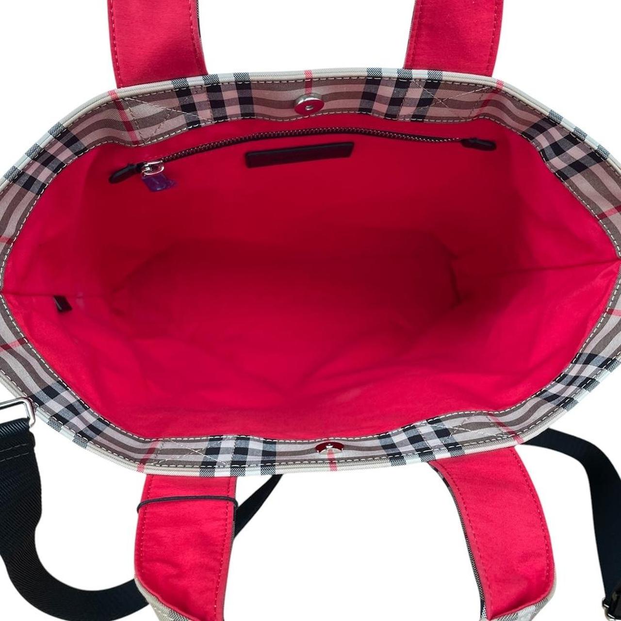 Burberry Tan Brown Nova Check Logo Applique Cotton Blend Satchel Tote Bag