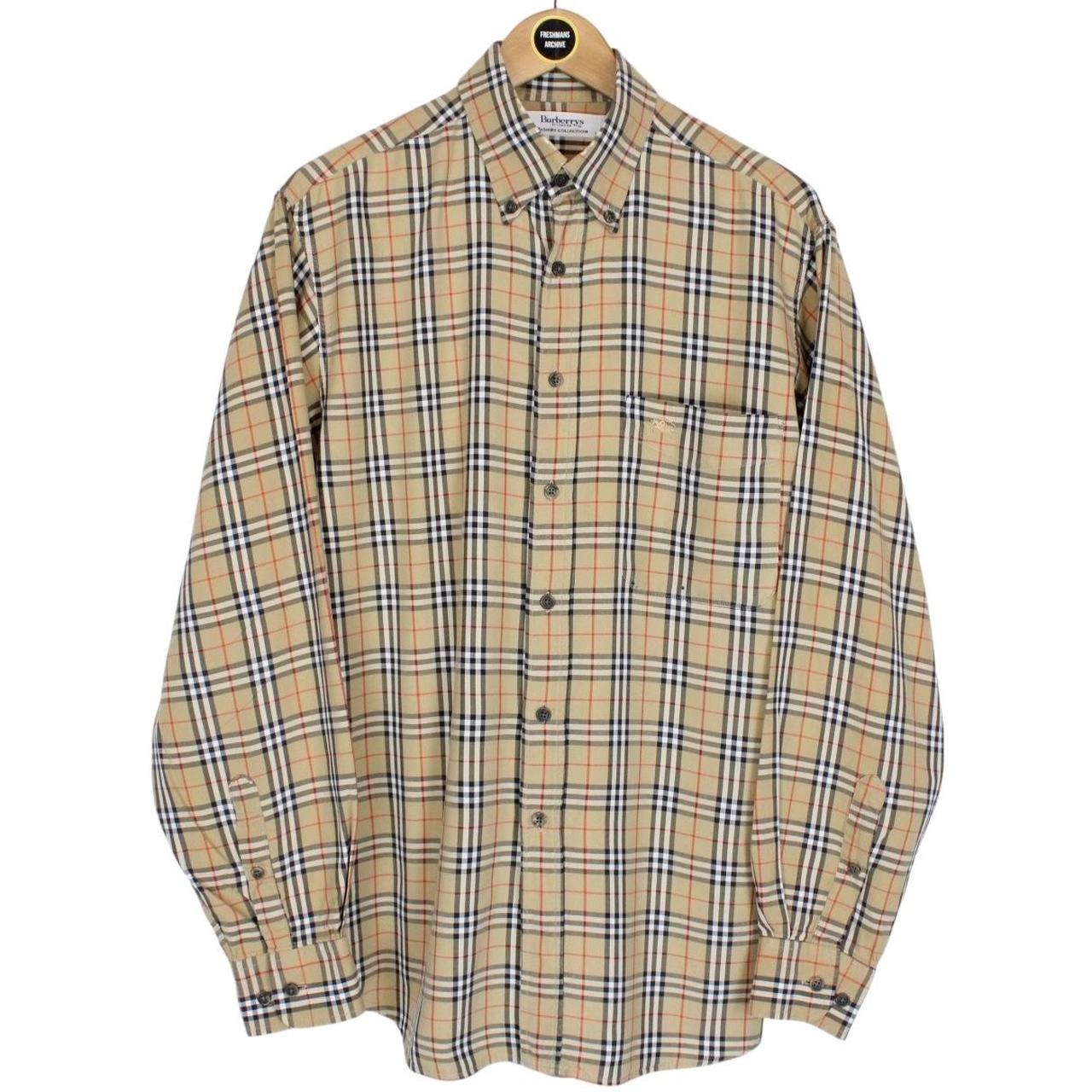 Vintage 90s Burberry Tan Brown Nova Check Long Sleeve Shirt