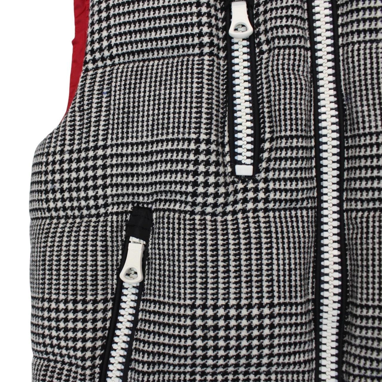 Moncler Black and White Check Jeremie Wool Knit Down Gilet / Bodywarmer Jacket