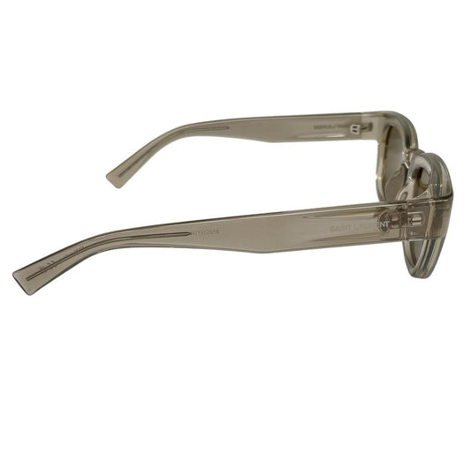 Saint Laurent transparent sunglasses with logo print, modern design, brand new condition.
