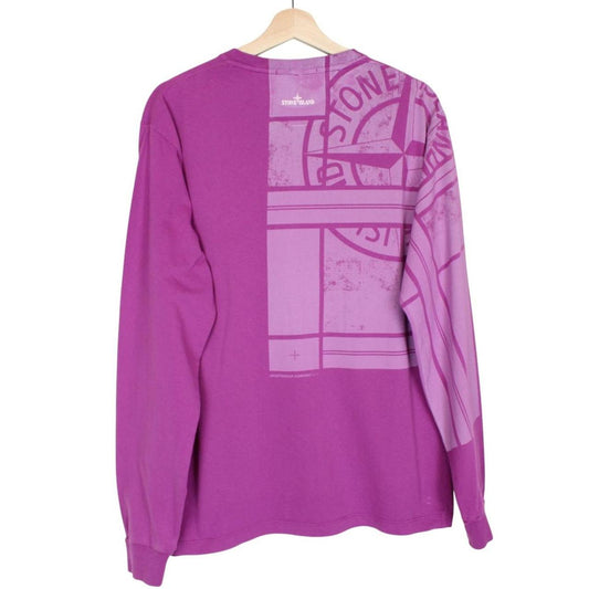 Stone Island Purple Long Sleeve Logo Print T-Shirt