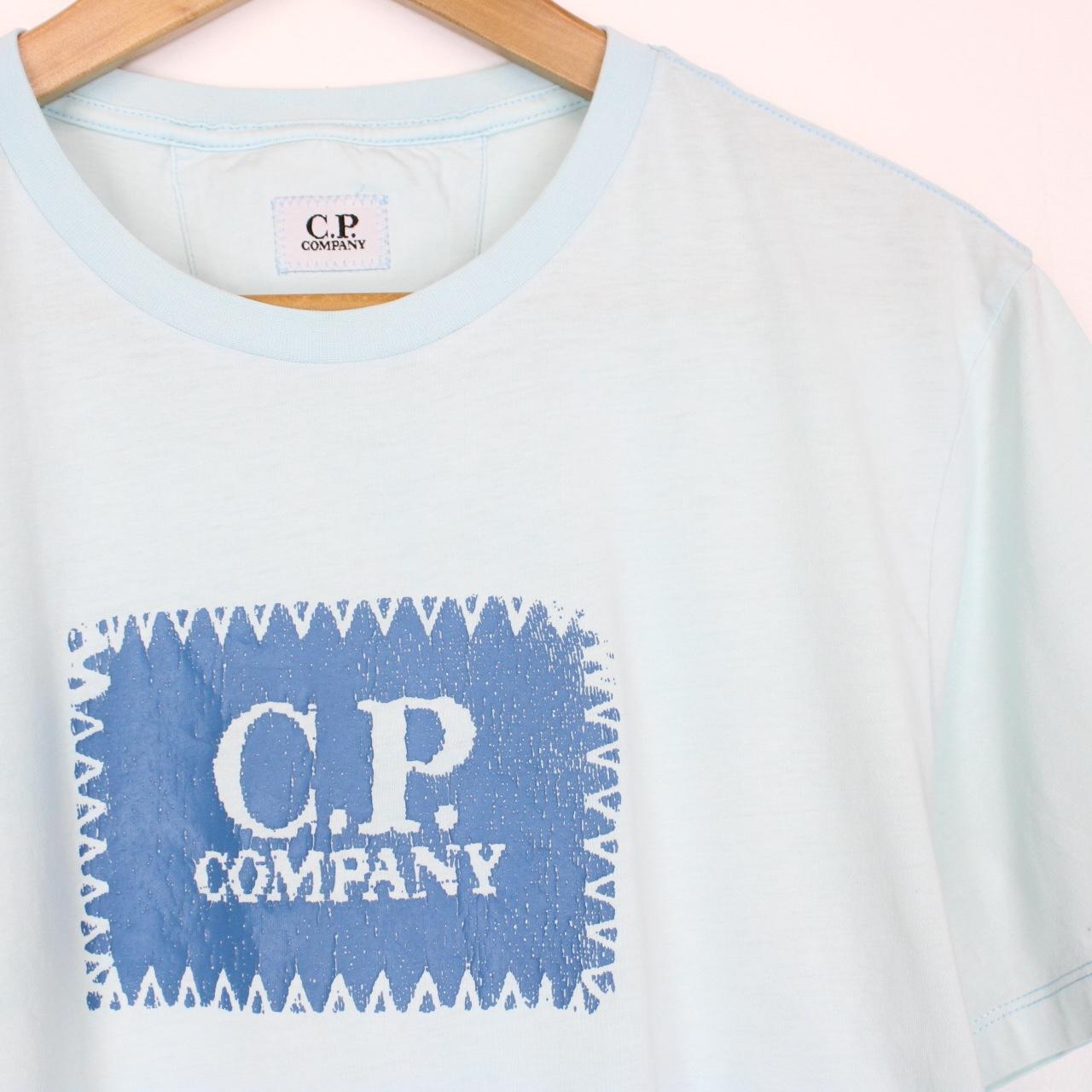 CP Company Light Blue Block Logo Short Sleeve T-Shirt