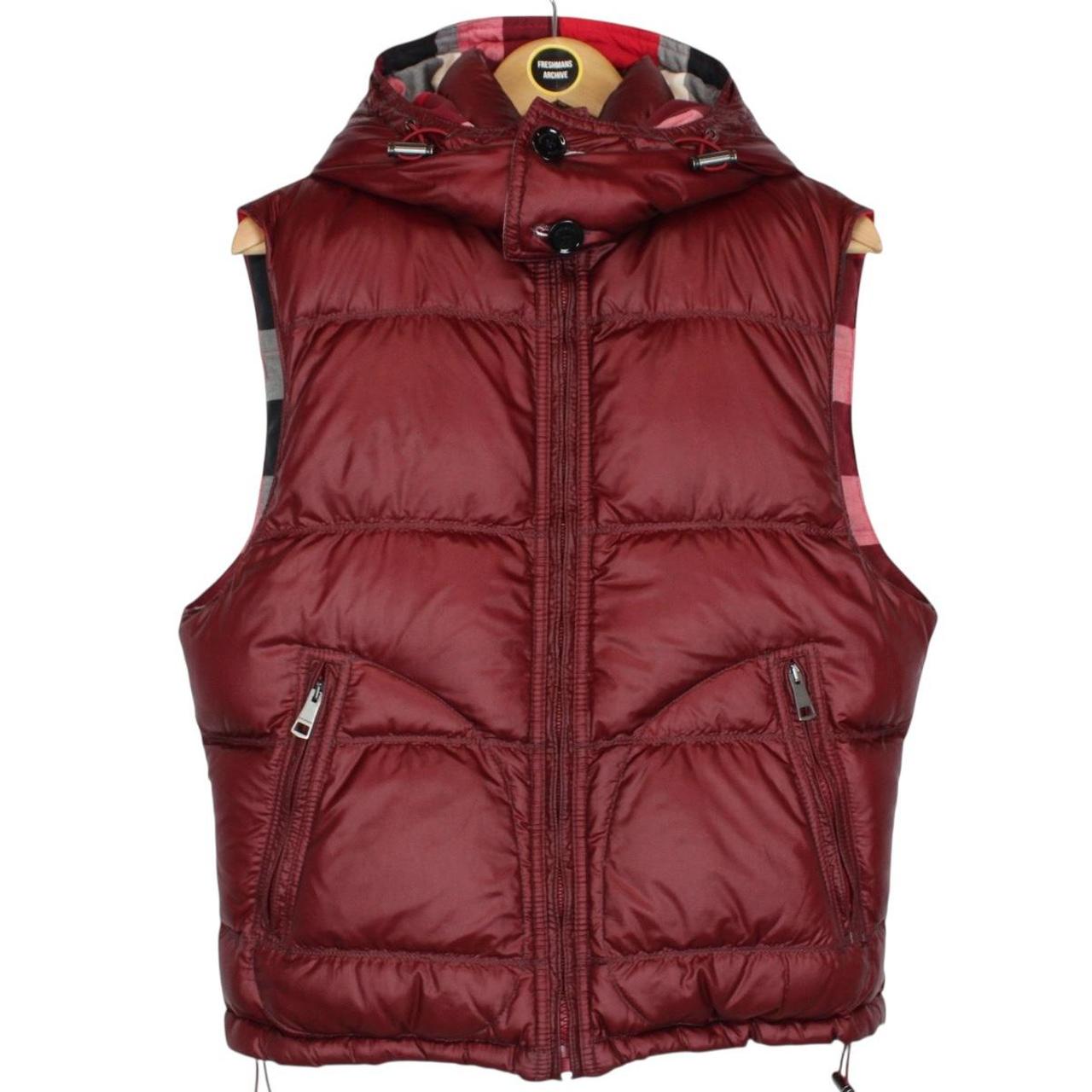Burberry Brit Red Nova Check Nylon/Cotton Reversible Down Gilet / Bodywarmer