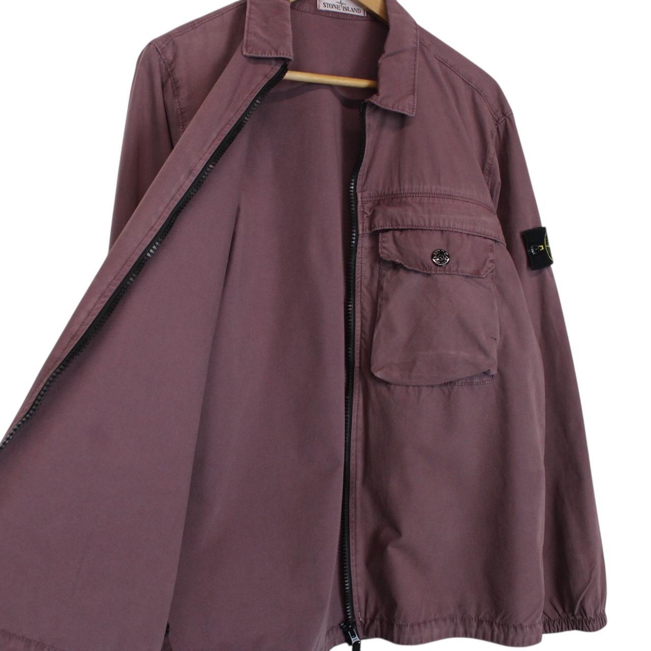Stone Island AW 2020 Burgundy Full Zip Cotton Overshirt Jacket