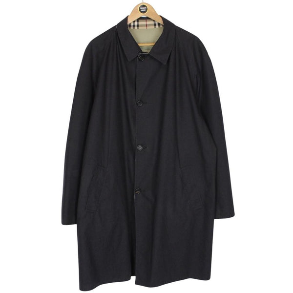 Burberry London Navy Blue and Khaki Green Reversible Single Breasted Trench Coat