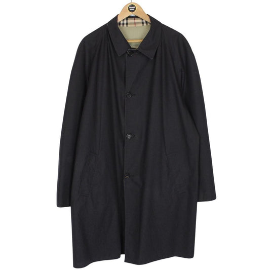 Burberry London Navy Blue and Khaki Green Reversible Single Breasted Trench Coat
