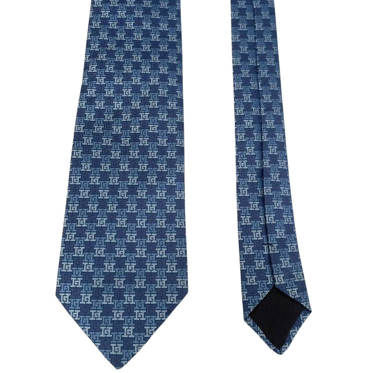 Hermes Paris Blue Monogram Silk Tie