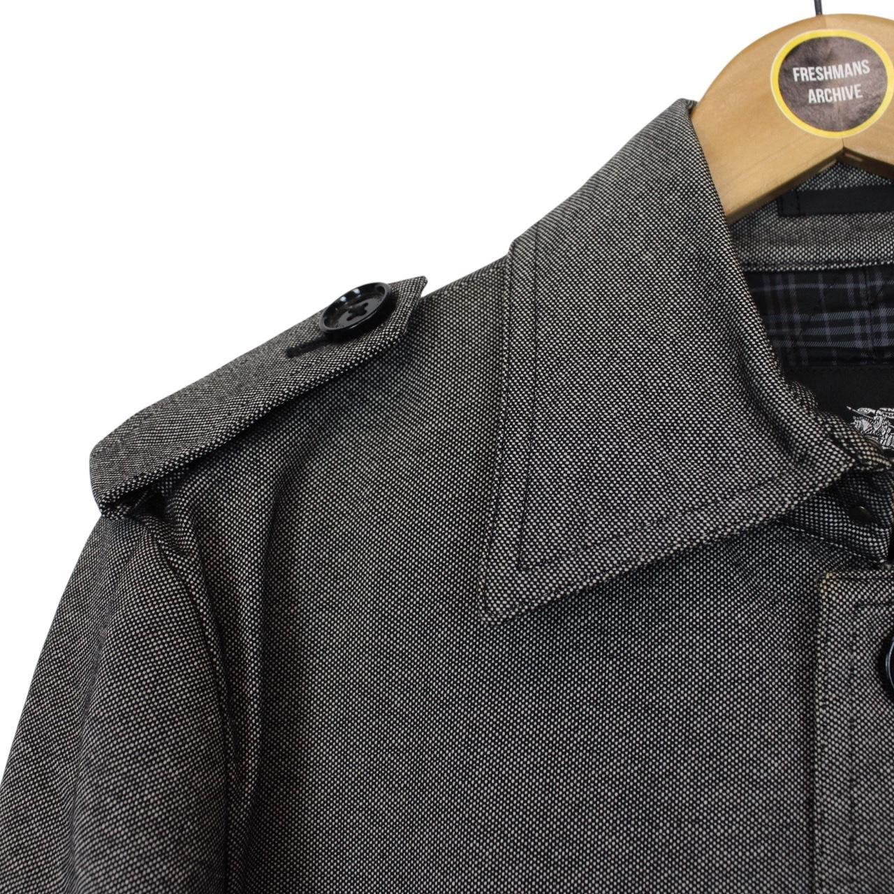 Vintage Burberry Black Label Grey Nova Check Single Breasted Trench Coat