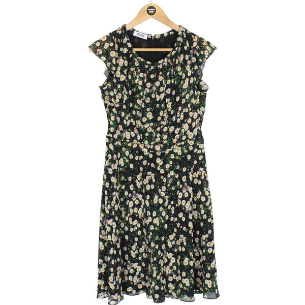 Moschino Cheap and Chic Black and Multicoloured Floral Silk Dress