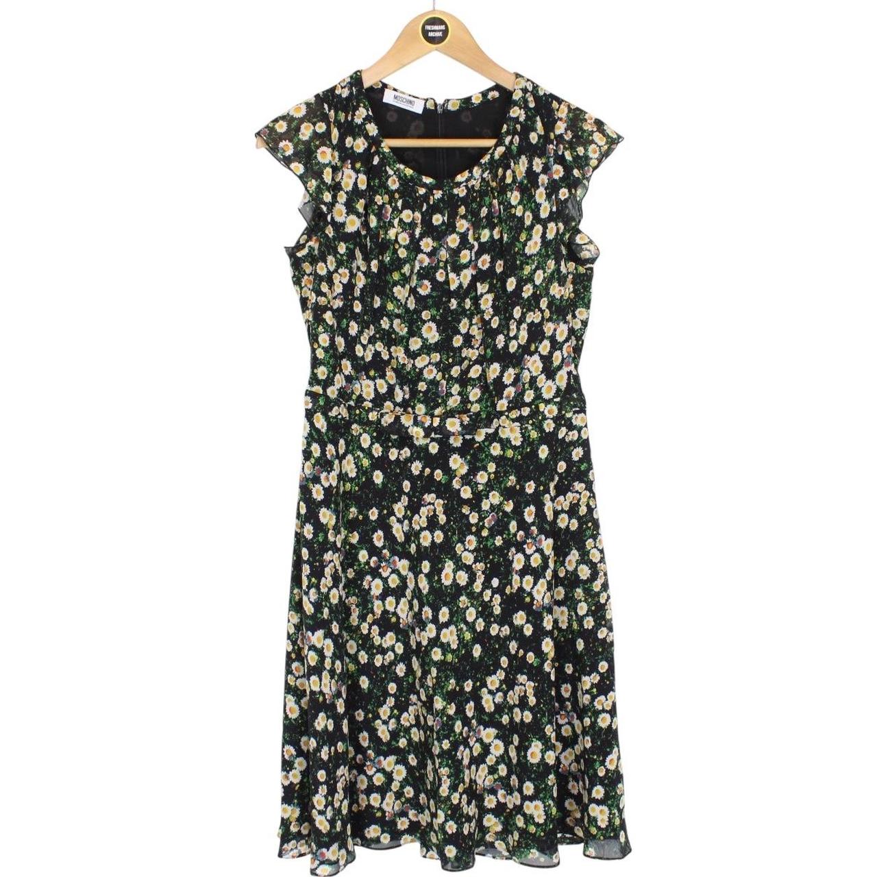 Moschino Cheap and Chic Black and Multicoloured Floral Silk Dress