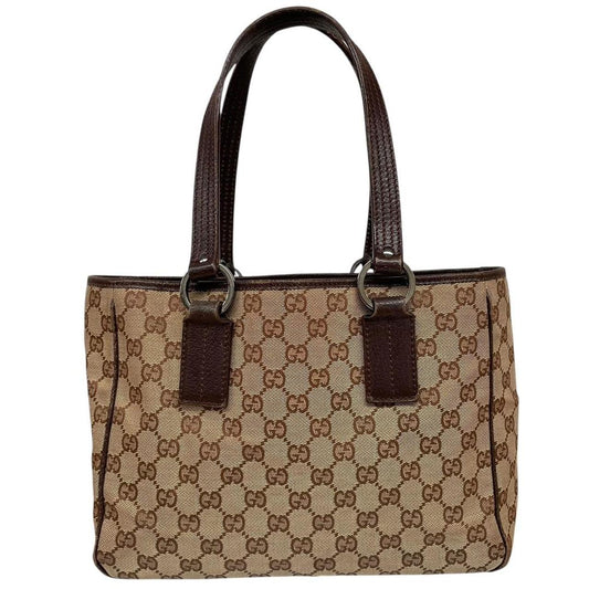 Gucci Beige and Brown GG Monogram Canvas and Leather Tote Bag