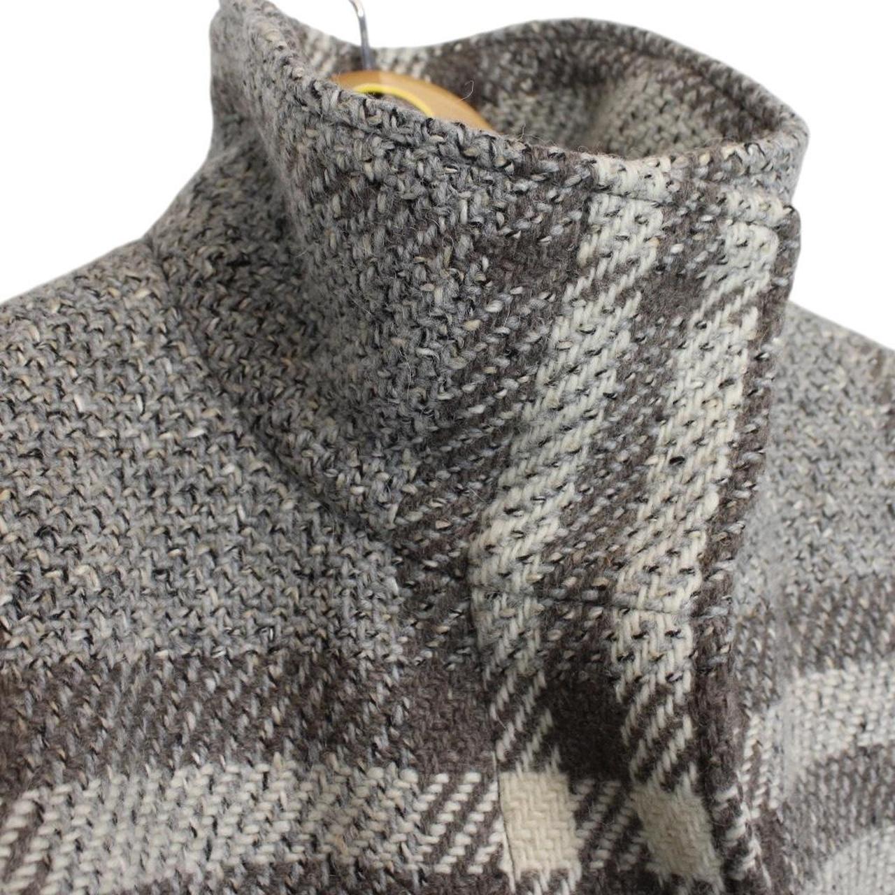 Burberry Grey and Cream Alpaca Wool Nova Check Belted Coat