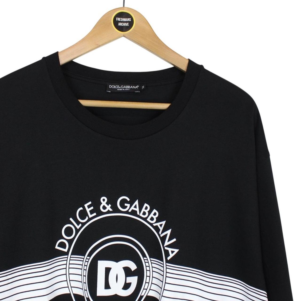 Dolce and Gabbana Black and White Interlock Logo Short Sleeve T-Shirt