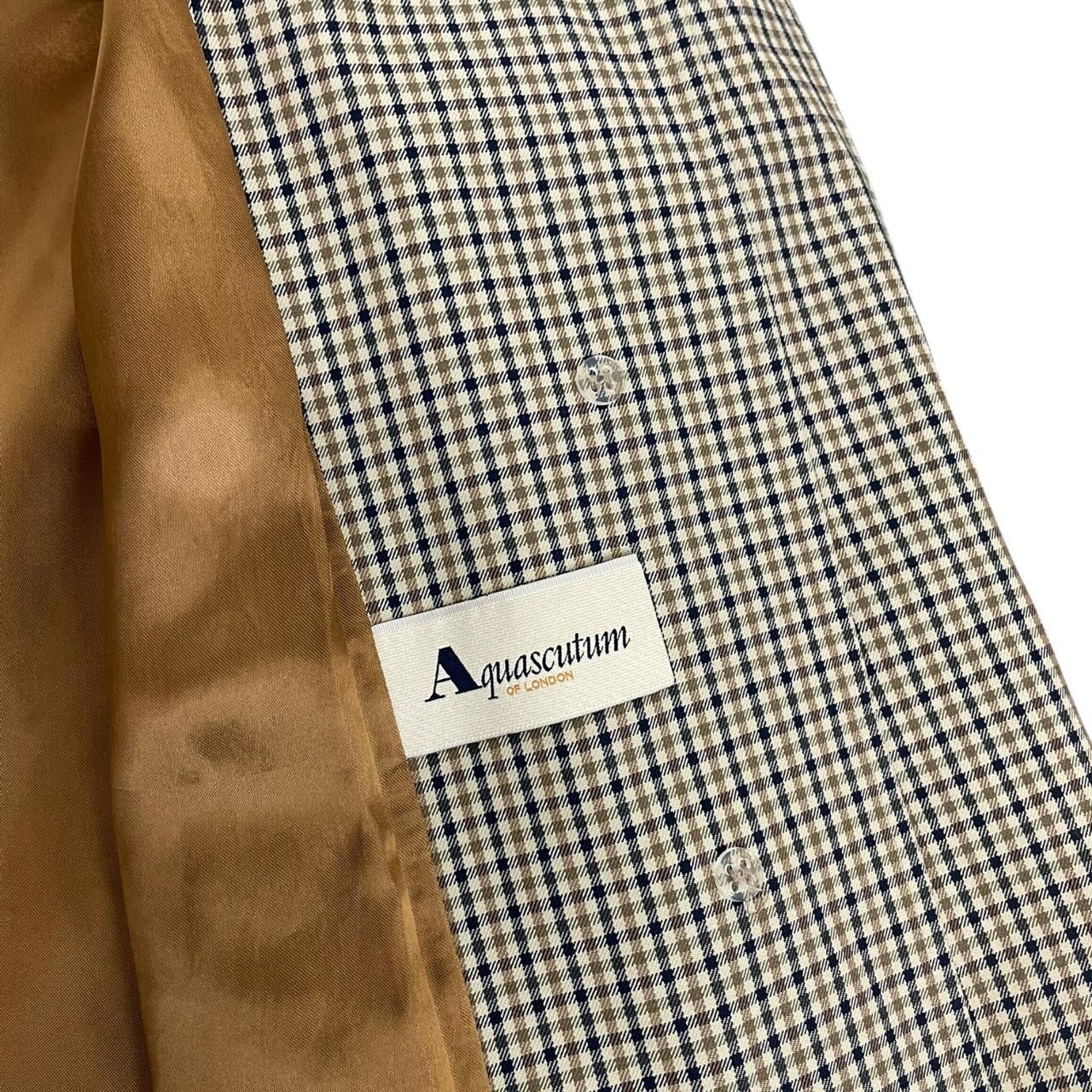 Aquascutum Brown House Check Single Breasted Cotton Coat