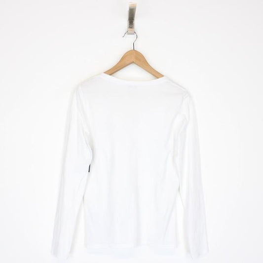 Armani Jeans White V-Neck Long Sleeve T-Shirt