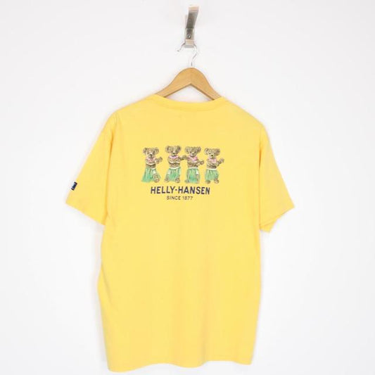 Vintage 90s Helly Hansen Sea Gear Yellow Spellout Short Sleeve T-Shirt
