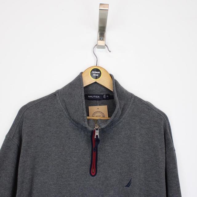 Vintage 00s Nautica Dark Grey 1/4 Zip Sweatshirt Jumper