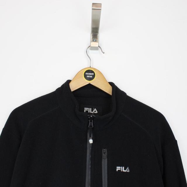 Vintage 00s Fila Black Full Zip Spellout Fleece Jumper