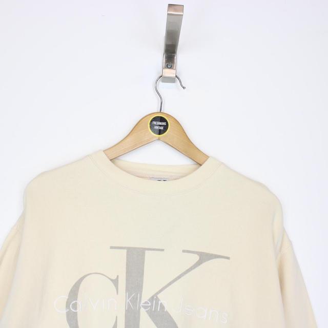 Vintage 90s Calvin Klein Cream Crew Neck Sweatshirt Jumper