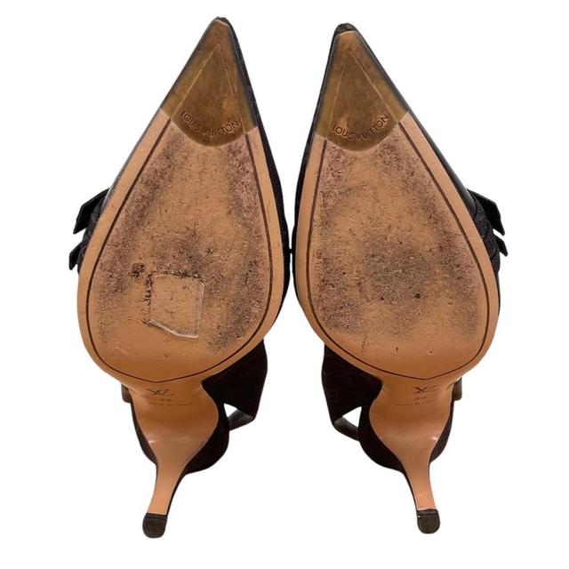 Louis Vuitton Black Monogram Canvas and Leather Slingback High Heels