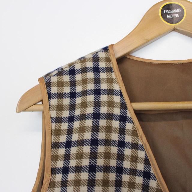 Vintage 90s Aquascutum House Check Wool Waistcoat Vest