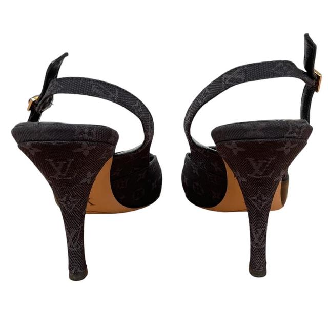 Louis Vuitton Black Monogram Canvas and Leather Slingback High Heels