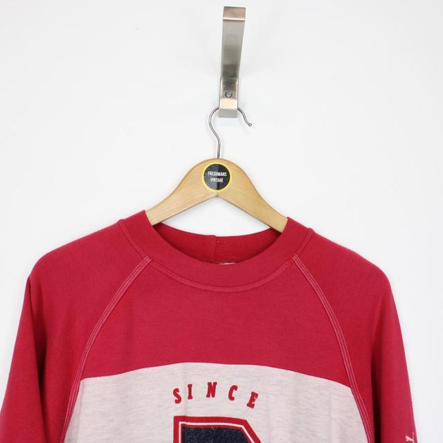Vintage 90s Puma Grey and Red Spellout Sweatshirt Jumper