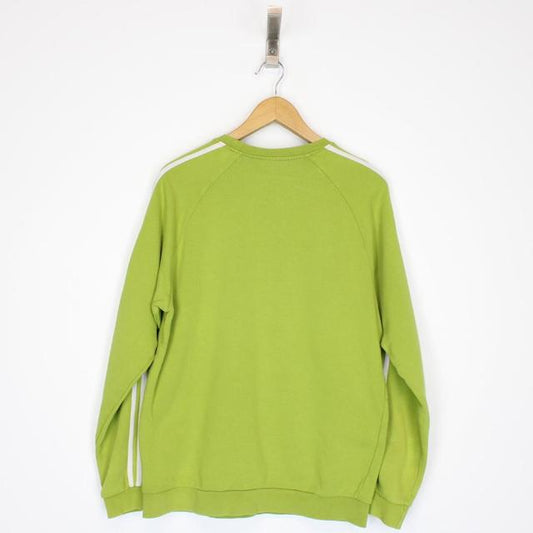 Vintage 00s Adidas Green and White Spellout Sweatshirt Jumper