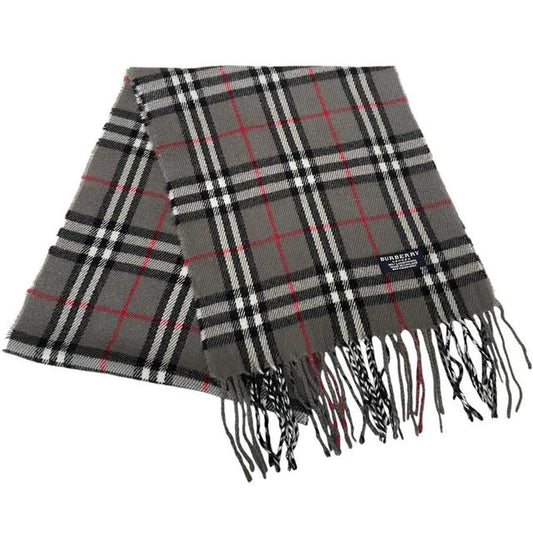 Vintage 90s Burberry Grey Nova Check Lambswool Scarf