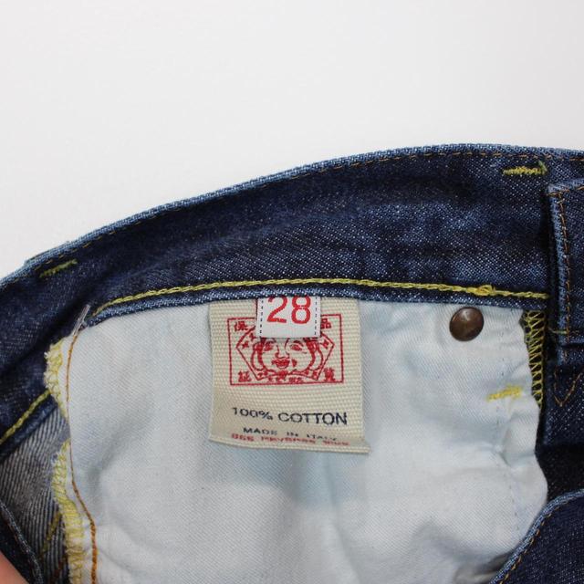 Evisu Navy Blue and Grey Gull Denim Jean Shorts