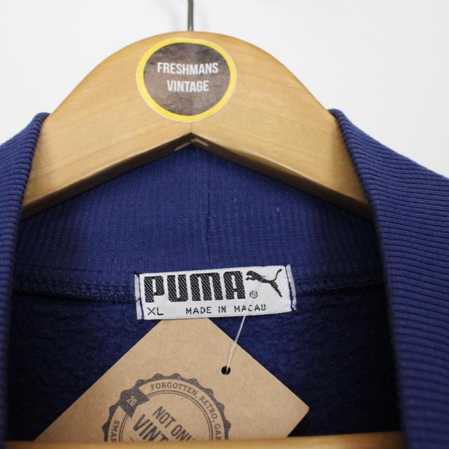 Vintage 80s Puma Navy Blue and Red Sweatshirt Jumper