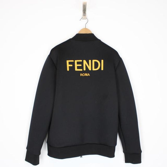 Fendi Black and Yellow Full Zip Bomber Jacket