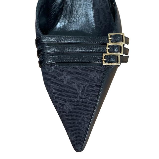 Louis Vuitton Black Monogram Canvas and Leather Slingback High Heels