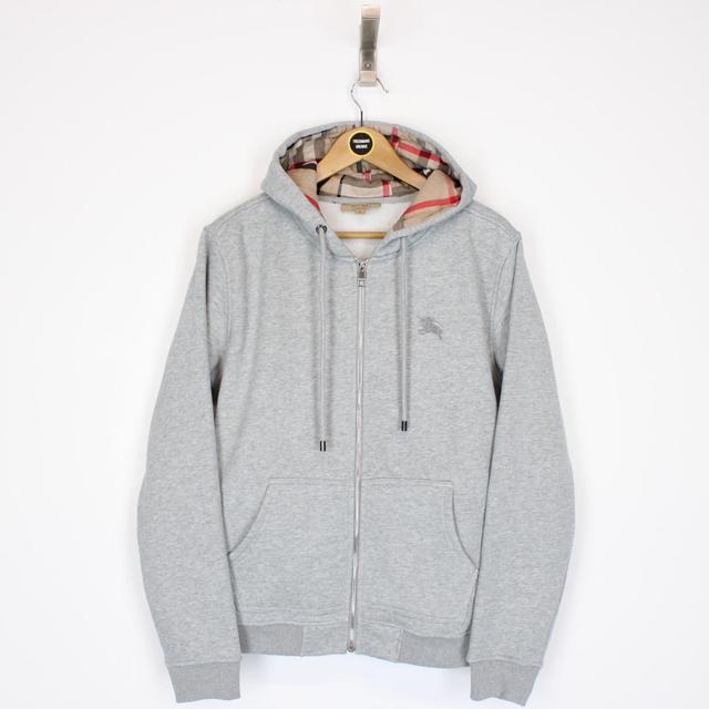 ☆BURBERRY LONDON ☆羊毛   М  濃グレー×ストライプ Burberry Gray Knit Men's Sweater Quarter Metal Zip Mock Neck
