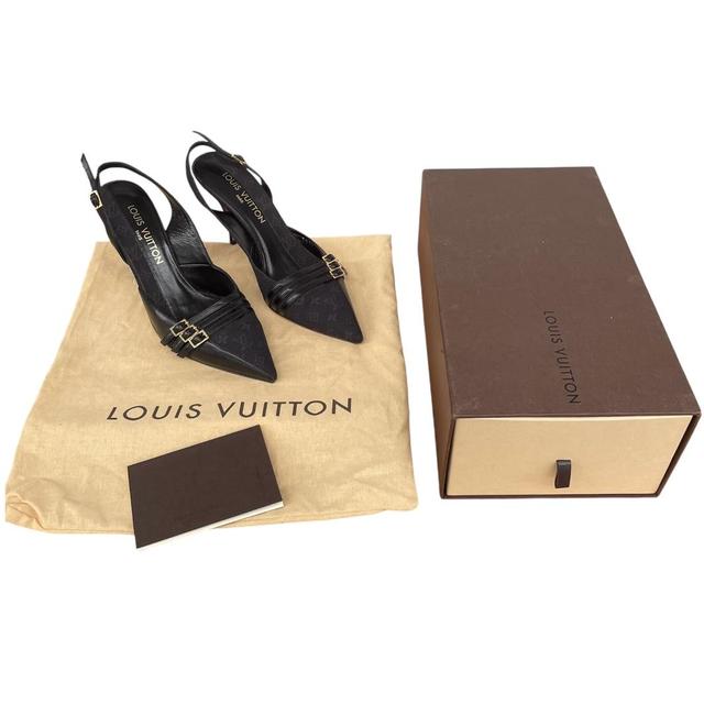 Louis Vuitton Black Monogram Canvas and Leather Slingback High Heels