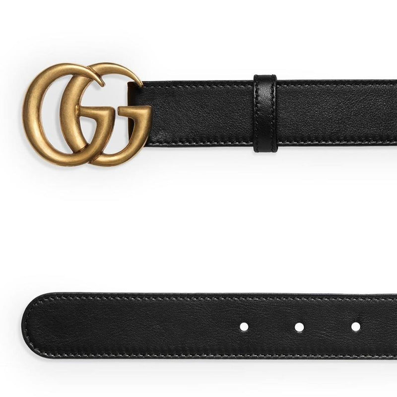 Gucci GG Marmont Wide Leather Belt with Double G Buckle