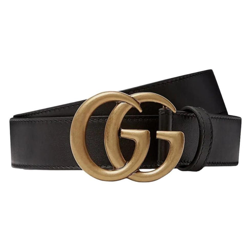 Gucci GG Marmont Wide Leather Belt with Double G Buckle