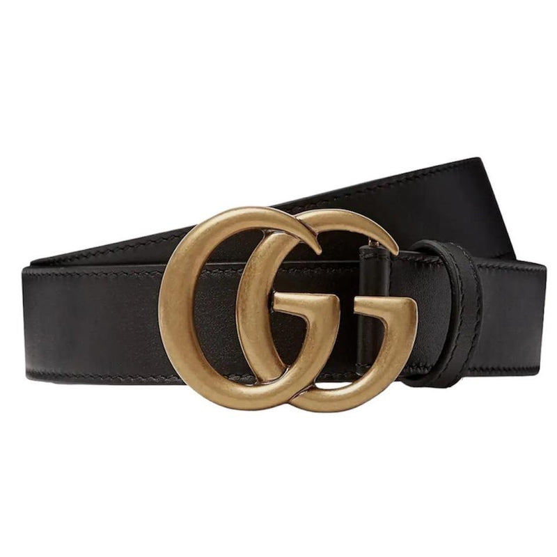 Leather belt with Double G buckle