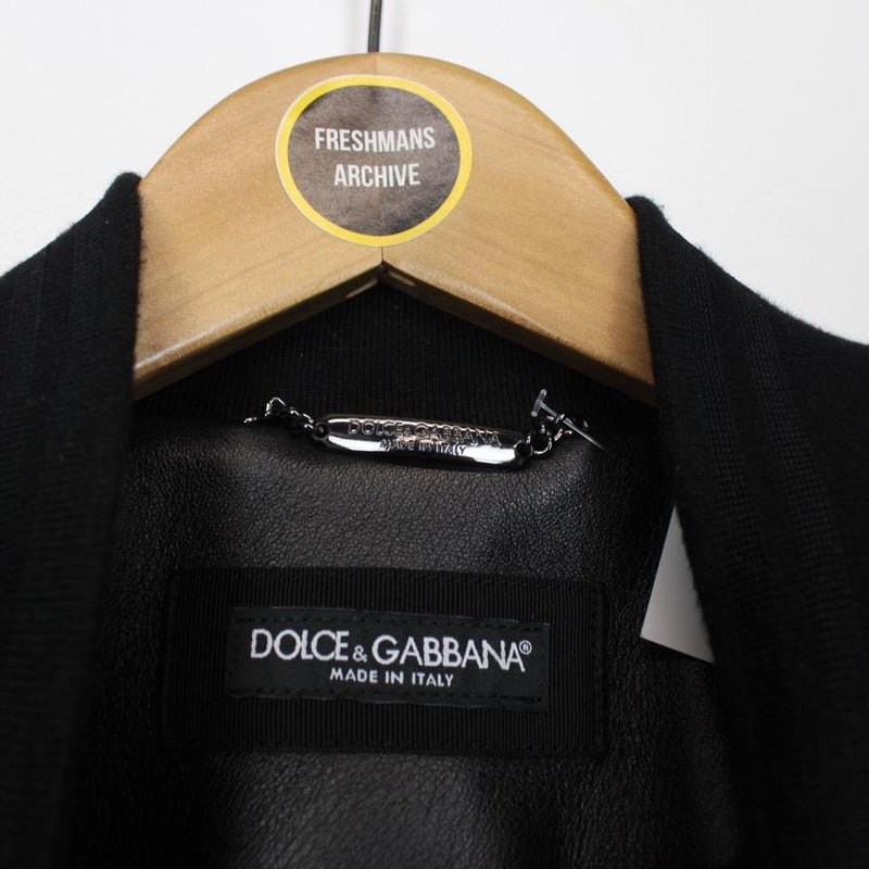 Dolce & Gabbana Logo Plaque Leather Jacket Large
